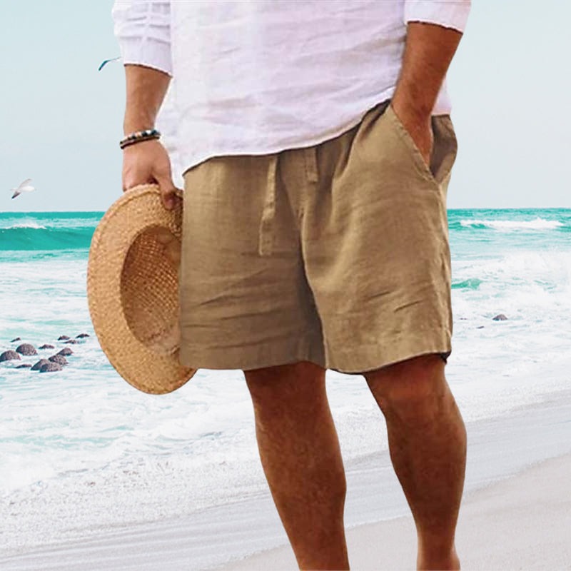 Herren-Strandshorts aus Baumwoll Leinen