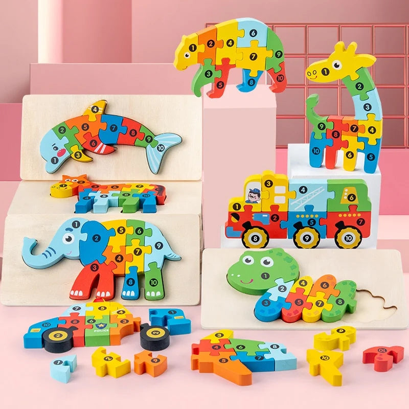 Pädagogisches 3D-Holzpuzzle für Kinder
