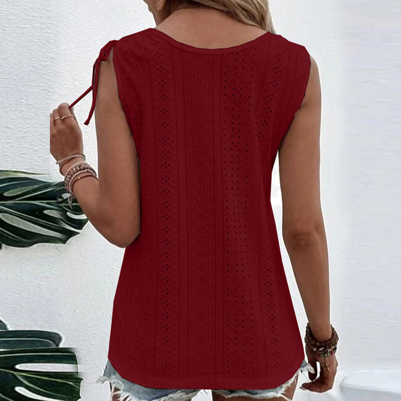 Lässiges U-Ausschnitt Weste T-Shirt