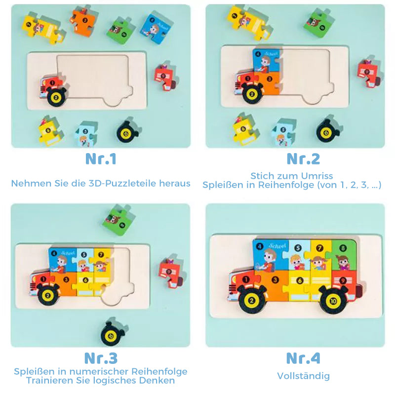 Pädagogisches 3D-Holzpuzzle für Kinder