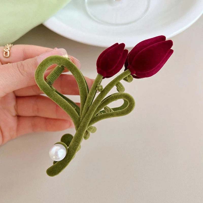 Elegante Tulpen-Haarspange aus Samt