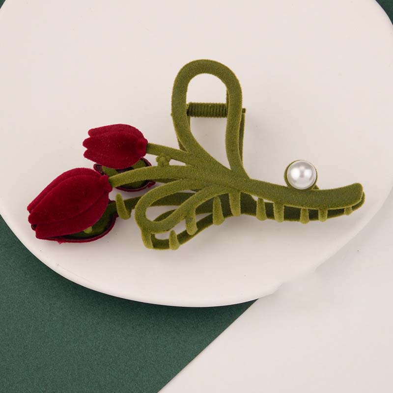 Elegante Tulpen-Haarspange aus Samt