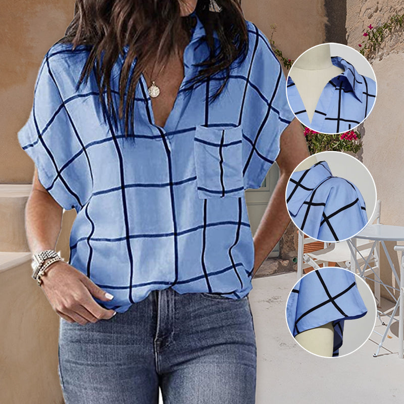 Lässige Karierte Bluse Für Damen
