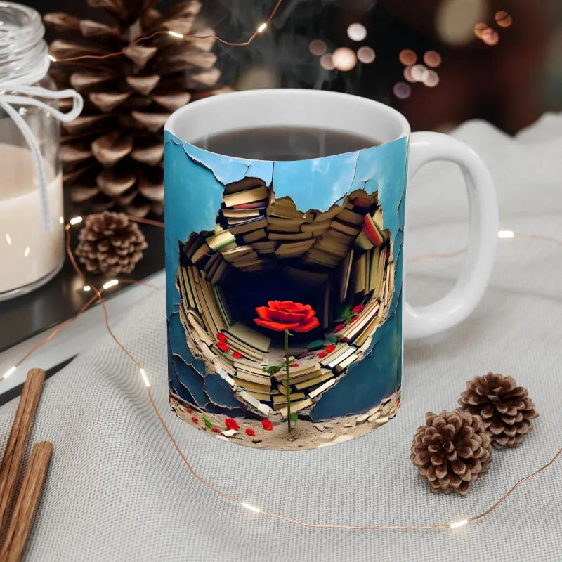 Bücherregal-Kaffeetasse mit 3D-Effekt