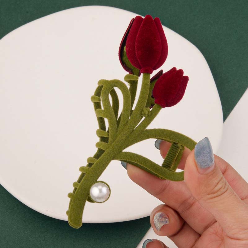 Elegante Tulpen-Haarspange aus Samt