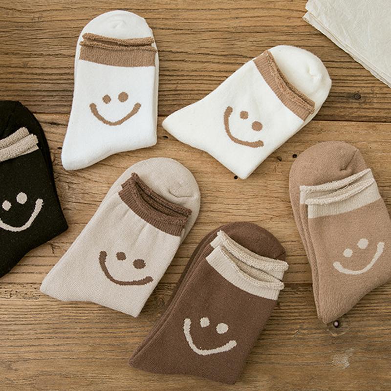 Schönes Lächeln Gesicht Baumwoll Socken