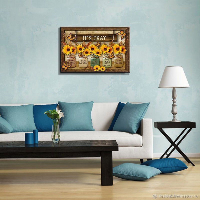Dekorative Schmetterlings-Sonnenblumen-Wandmalerei