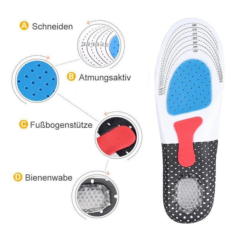 Silikon Orthesen Einlegesohle für Stoßdämpfung, Fußschmerzen und Fasciitis