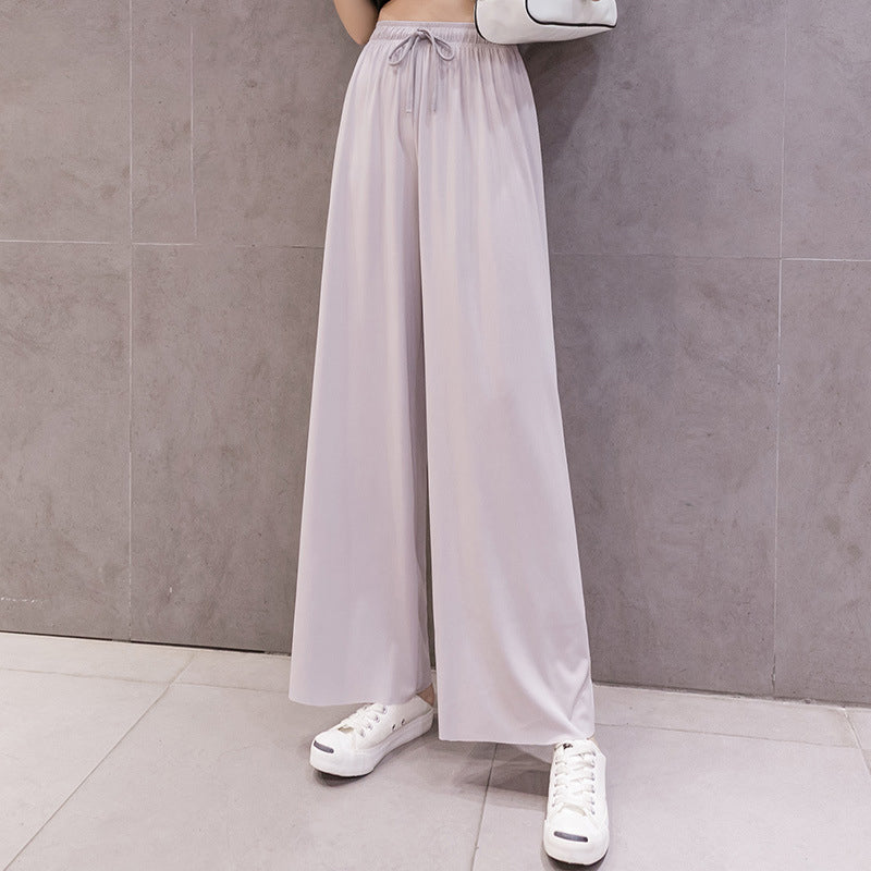 Ice Silk Wide Leg Damenhose mit hoher Taille