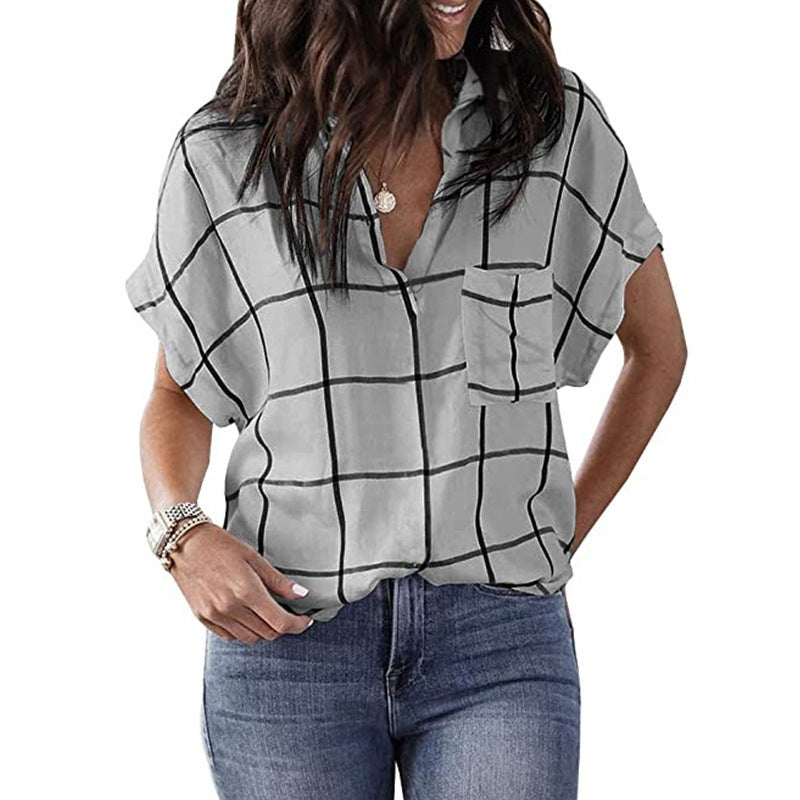 Lässige Karierte Bluse Für Damen