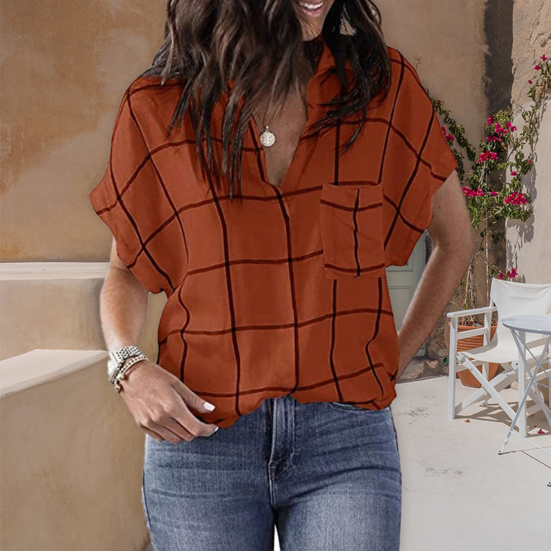 Lässige Karierte Bluse Für Damen