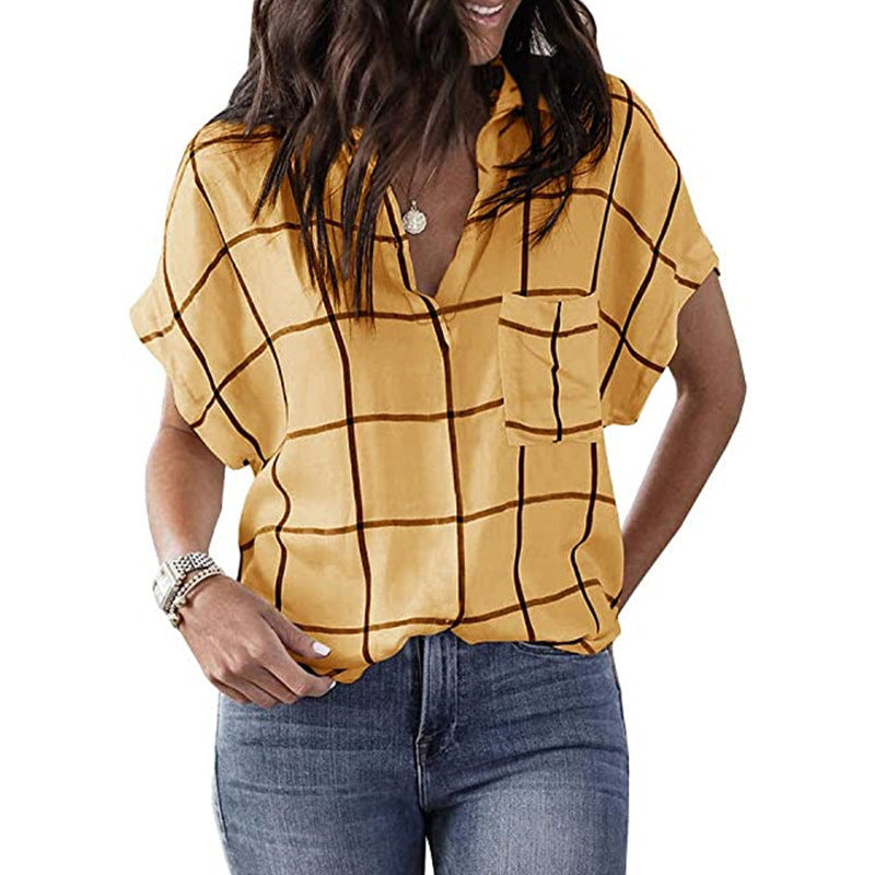 Lässige Karierte Bluse Für Damen