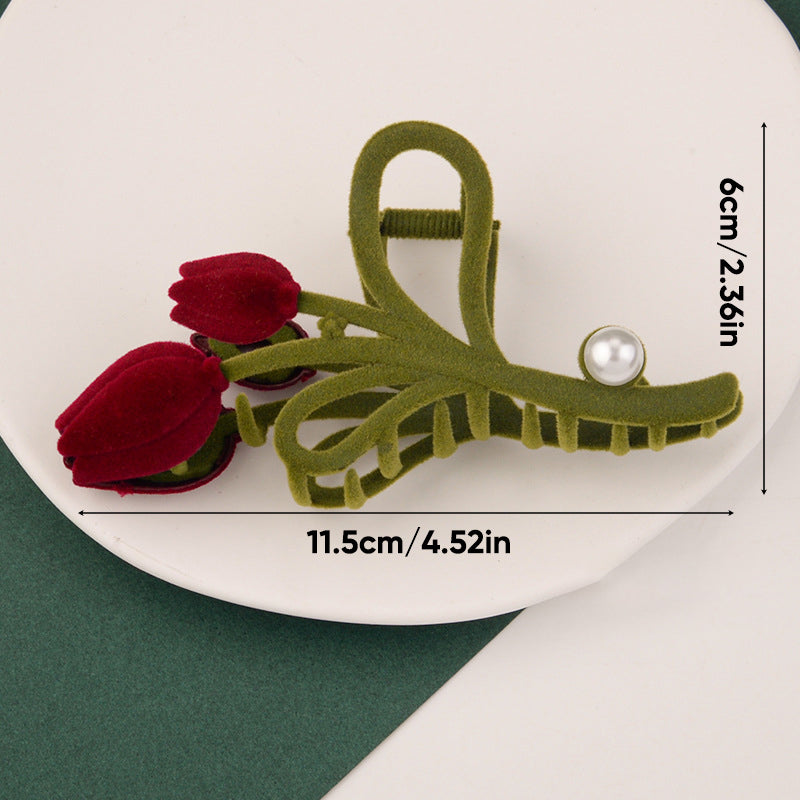 Elegante Tulpen-Haarspange aus Samt