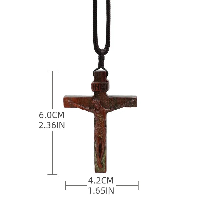 Jesus-Kreuz-Halskette aus Holz