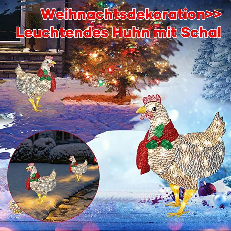 Weihnachtsdekoration>>Leuchtendes Huhn mit Schal