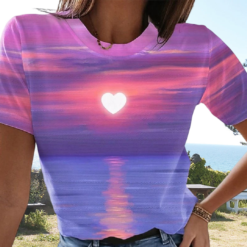 Damen Herz 3D-Druck T-Shirt