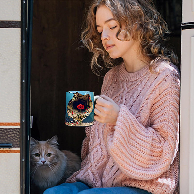 Bücherregal-Kaffeetasse mit 3D-Effekt