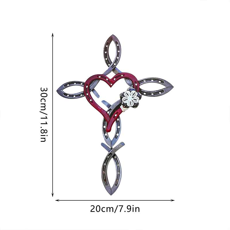 Natürliches Hufeisenkreuz mit Herz