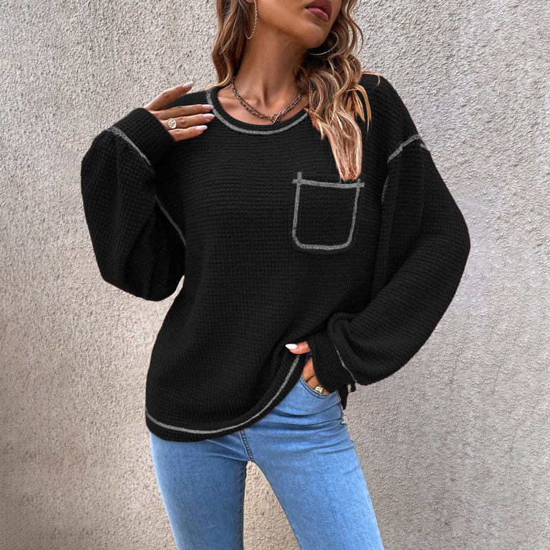 Tasche Rundhalsausschnitt Pullover