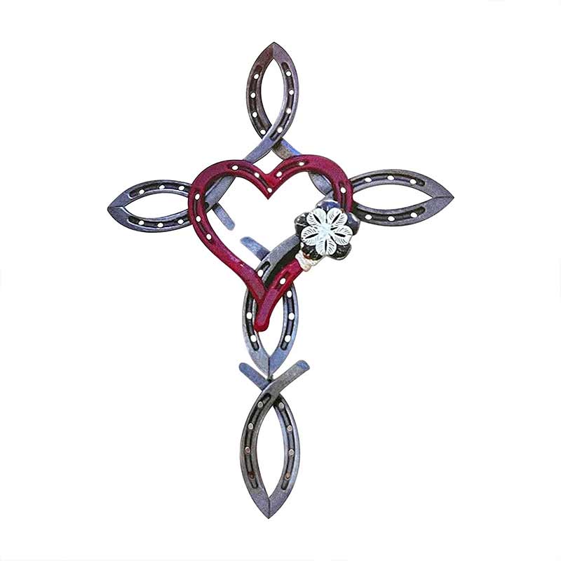Natürliches Hufeisenkreuz mit Herz
