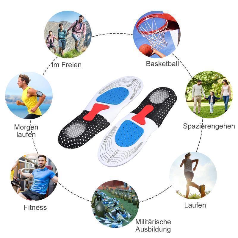 Silikon Orthesen Einlegesohle für Stoßdämpfung, Fußschmerzen und Fasciitis