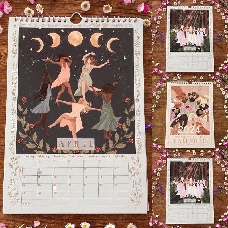 Hängender Wandkalender 2024 über Frauen, die einen Kreis bilden