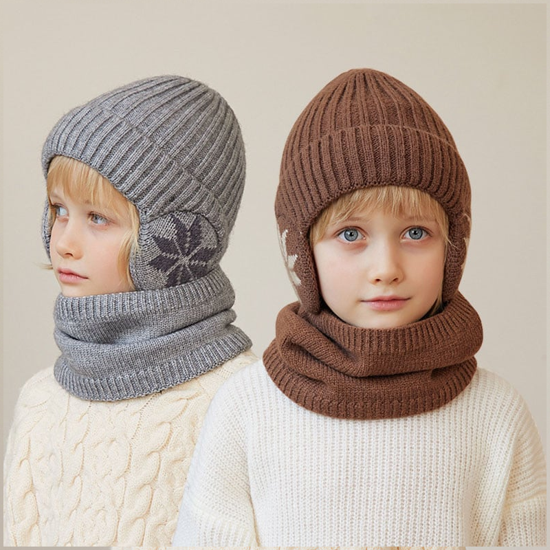 Kinder/Erwachsene Winter-Wollschal-Set Strickmütze