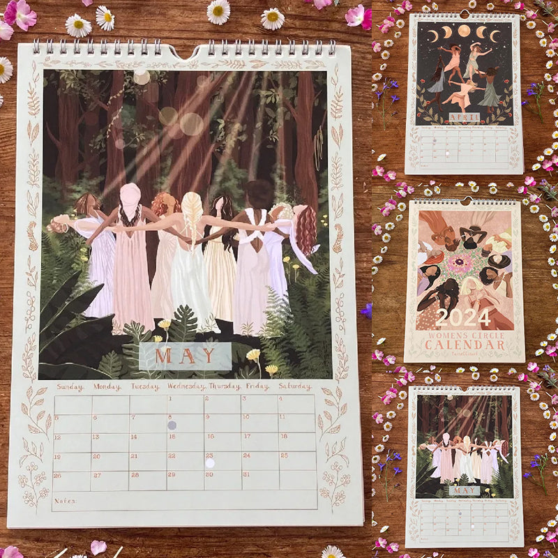 Hängender Wandkalender 2024 über Frauen, die einen Kreis bilden