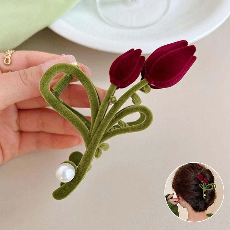 Elegante Tulpen-Haarspange aus Samt