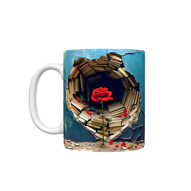Bücherregal-Kaffeetasse mit 3D-Effekt